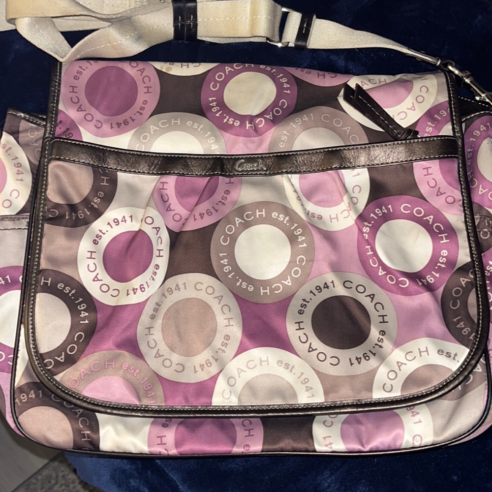 Beautiful coach purple diaper bag or cross body bag EUC!!